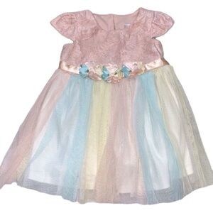 Rare Edition pastel rainbow tulle floral fairy dress size 6-9 months